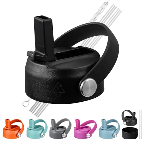 LLCJYYCY Straw Lid for Hydroflask,Lids with Straw Fit for Hydro Flask Wide Mouth 20 32 40 oz,Top for Hydro flask Straw Lid Replacement,Top Watter Bottle Lid Accessories (Black)