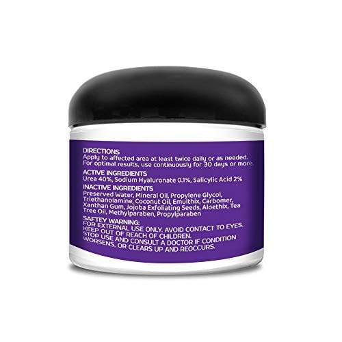 BARE 40 PRO, 40% Urea Gel w/ 2% Salicylic Acid and Hyaluronic Acid, Tea Tree Oil, Aloe Vera Extract, Jojoba Beads, 4oz Jar, Works on Corns, Calluses, Cracked Heels, Superior Hydration to Urea Creams