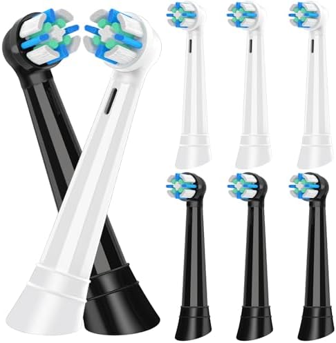 8PCS IO Replacement Heads Compatible with Oral B IO, for Oral B IO 2/3/4/5/6/7/8/9/10 Series Electric Toothbrushes, Medium Softness for Protect Teeth and Gums, Black/White