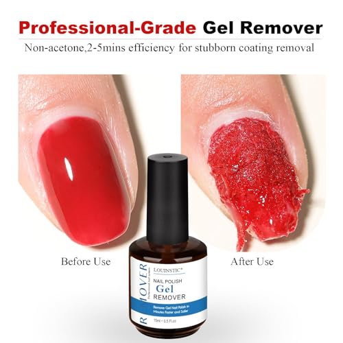 Gel Nail Polish Remover Kit – 2pcs (30ml) with Cuticle Pusher & Nail File – Fast & Gentle Gel Remover for Nails, No Soak or Foil Needed, Removes Gel Polish in 2-5 Minutes, Ideal for At-Home Manicure