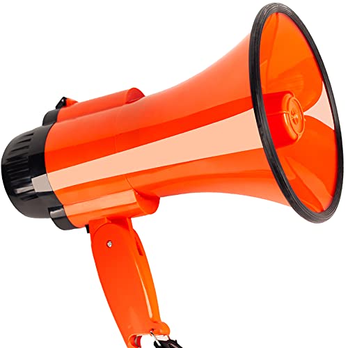 30 Watt Power Portable Megaphone Bullhorn Speaker Voice, Siren/Alarm and 240S Recording with Volume Control and Strap (Red)