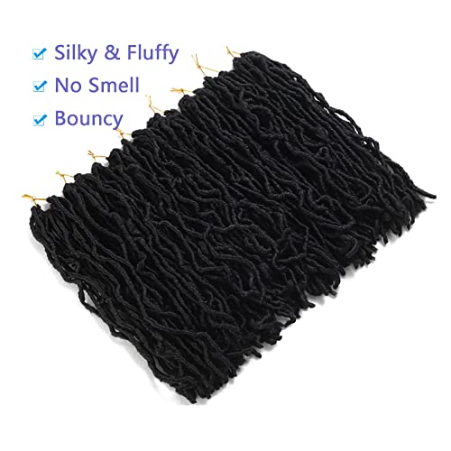 8 Packs Short Faux Locs Crochet Hair 120 Strands 12Inch Soft Locs wavy Dreadlocks Crochet Braids Natural Black Pre-Looped Crochet Hair for Women (1B, 12 Inch (Pack of 8))