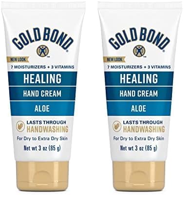Gold Bond Healing Hand Cream, With Aloe, Hand Lotion for Dry Skin That Lasts Through Handwashing, 3 oz. (Pack of 2)