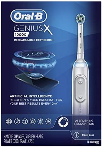 Oral-B GENIUS X Electric Toothbrush with 3 Oral-B Replacement Brush Heads and Toothbrush Case, White (Packaging May Vary)