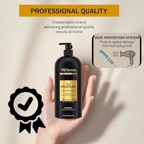 TRESemmé Shampoo & Conditioner Set Rich Moisture with Hyaluronic Infusion - Hair Care to Restore, Softness, Replenish Moisture & detangle - 39 oz. ea with Pump