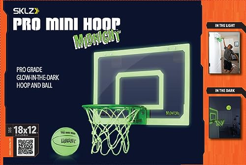 SKLZ Pro Mini Basketball Hoop with Ball, Glow in the Dark (18 x 12 inches)