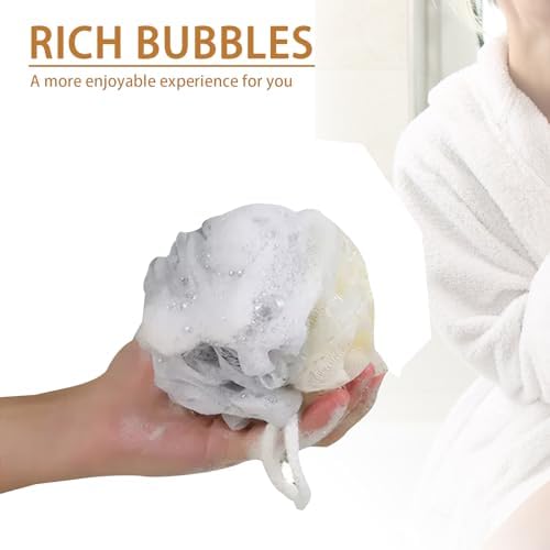 20 Pack Travel Loofah Individually Wrapped, Small Loofah Shower Puff, 30g Mini Bath Sponge Pouf Ball Body Sponges for Shower, Multicolor