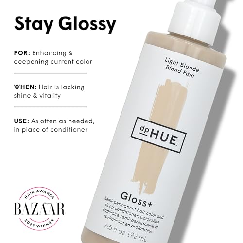 dpHUE Gloss+, Light Blonde - 6.5 oz (8-12 Applications) - Semi-Permanent Hair Color & Conditioner - Lasts Up to Eight Washes - Paraben, SLS & SLES Sulfate Free - Vegan, Leaping Bunny Certified