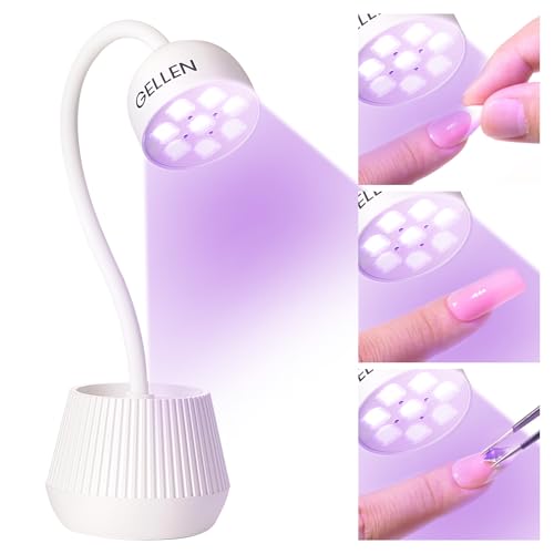 Gellen Gooseneck U V Lamp for Gel Nails, Rechargeable Flash Cure Lamp, 365+405nm 24W Nail UV Light, Smart Sensor Cordless Mini U V Light for Nail Art
