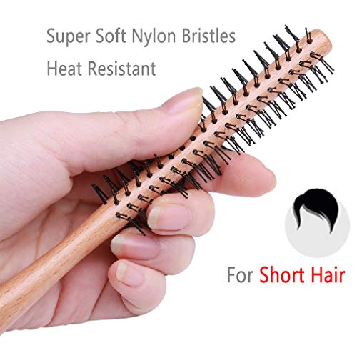 Small Round Brush for Short Hair, 1 Inch Mini Quiff Roller for Women and Men, Best for Thin Hair, Bangs, Beard, Styling, Lifting, Curling off white
