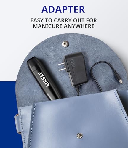 AIRSEE Home Lite Portable Electric Nail Drill Machine with adapter for Beginners, EFile for Acrylic Gel Nails and Manicure Pedicure Polishing Shape, Electric Nail File Kit for Home, Purple