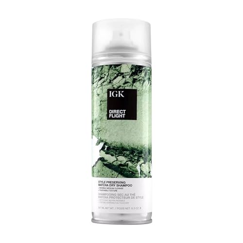 IGK DIRECT FLIGHT Multi-Tasking Matcha Dry Shampoo | Light Cleanse + Style Preserving | Vegan + Cruelty Free |