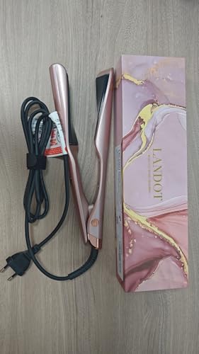LANDOT 2-in-1 Flat Iron Curling Iron: Twist Ceramic Hair Straightener and Curler for Curl Wave Straighten - 30s Heat-Up 12 Temp Settings for All Hair Types - Less Frizz & More Shine