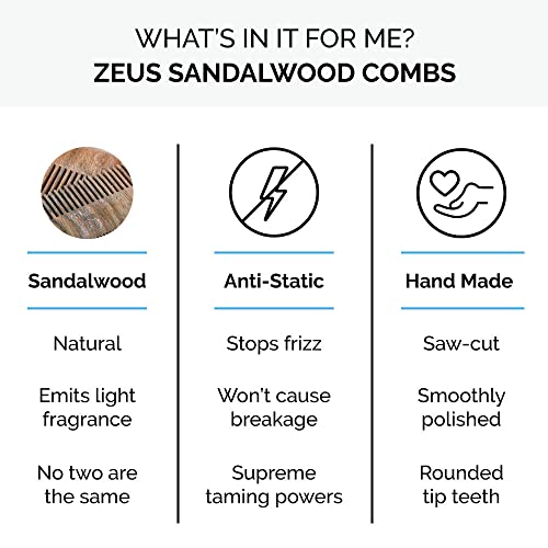 Zeus Pocket Sandalwood Mustache Comb, Handmade Travel Size Mustache Comb for Men