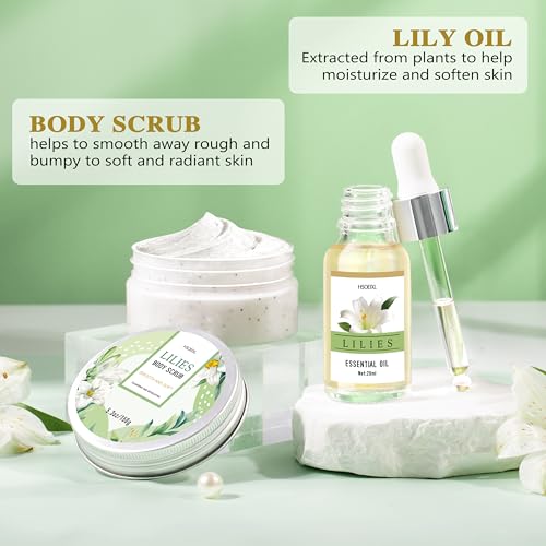 Gifts for Women, Birthday Gifts for Women, Bath and Body Gifts Set, Lilies Self Care Set,Christmas Mothers Day Relaxing Spa Basket for Mom, Grandma, Girlfriend, Sister, Friends