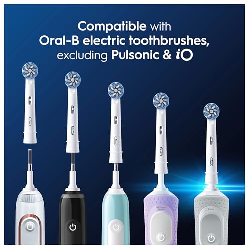 Oral-B Pro Sensitive Clean Electric Toothbrush Head, X-Shaped & Extra Soft Bristles for Gentle Brushing & Plaque Removal, Pack of 4 Toothbrush Heads, White