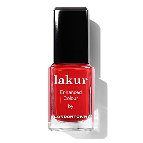 LONDONTOWN lakur Nail Polish - Chip-Resistant, Non-Toxic, Conditions & Hydrates Nails Glossy Vibrant Red, Londoner Love, .40 fl oz