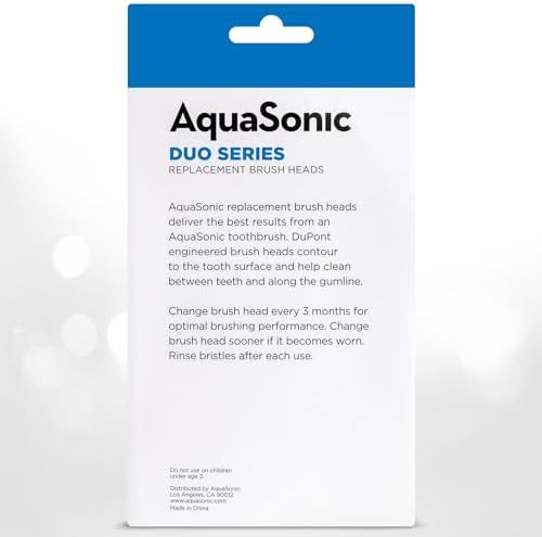 AquaSonic Duo Series Replacement Brush Heads | for Normal & Sensitive Teeth | Compatible with Duo Series & Home Dental Center Toothbrush Handles | NOT Compatible with Duo Series Pro