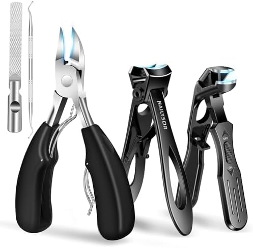 2025 Toenail Clippers for Thick Nails for Seniors, Nail Clippers for Men Angled Head, Toe Nail Clippers Wide Jaw Opening with Catcher, Heavy Duty Ingrown Toenail Clippers Long Handle