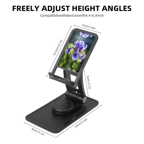 French National Flower Cell Phone Stand 360° Adjustable Desktop Phone Holder Cradle Compatible With Most Mobile Phones Black