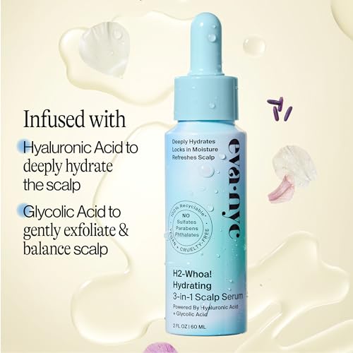Eva NYC H2-Whoa Hydrating 3-in-1 Scalp Serum, Infused with Hyaluronic Acid and Glycolic Acid, 2.0 fl oz