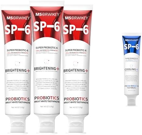 3-Pack SP-6 Whitening Toothpaste | 6 Probiotics for Oral Health | Plaque Protection & Fresh Breath | Free SP-6 Cooling Toothpaste