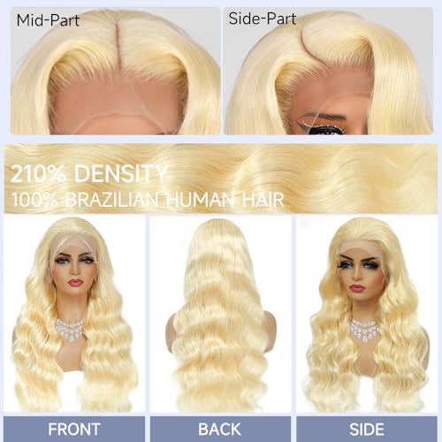 613 13x6 Lace Front Wig Human Hair 210 Density Blonde Wig Human Hair 30 Inch Body Wave Lace Front Wigs Human Hair Pre Plucked 613 HD Lace Frontal Wigs 613 Wig