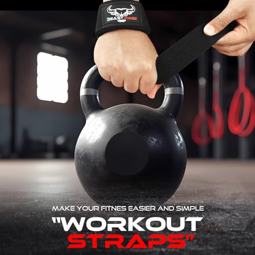 BEAST RAGE Lifting Wrist Straps for Weightlifting, Weight Lifting Straps Gym Power Workouts Lifting Straps Padded Cotton Men Women Supportive Lift Deadlift Straps Hard Pull Exercise Straps (Black)