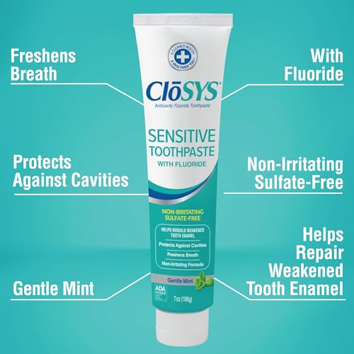 CloSYS Fluoride Toothpaste, 7 Ounce, Gentle Mint, Whitening, Enamel Protection, Sulfate Free