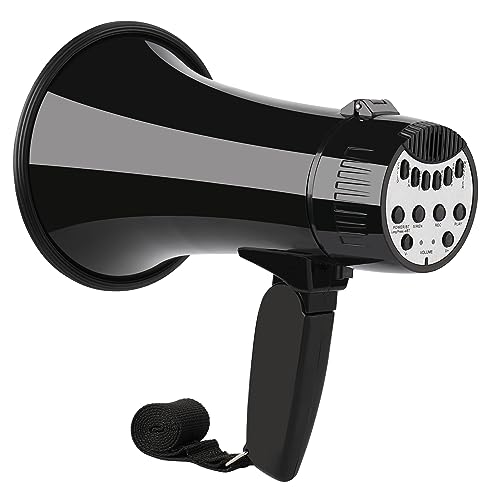 MGROLX 20W Megaphone Bullhorn| Bull Horn Loud Speaker with Bluetooth | Mega Phone Built-in Siren & Whistle Plus Recording funcation | Voice Changer for Adults, Kids, Party Games and Outdoor (Black)