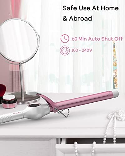 Ceramic Curling Iron, 3/4 Inch Barrel, Digital Temp Control, Fast Heat Up, 7 Adjustable Temperatures, 60 Min Auto Shut Off