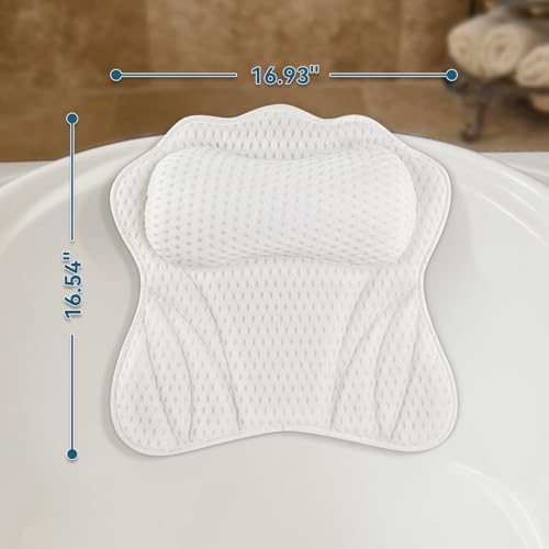 Bath Pillow Bathtub Pillow, Ergonomic Luxury Bath Pillows for Tub, Bath Tub Pillows for Head and Neck, with Soft 4D Mesh Fabric and Non-Slip Suction Cups, Relaxing Bath Accessories, Fits All Bathtub
