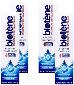 Biotene Fluoride Toothpaste, Fresh Mint, 4.3 oz Tubes - (Pack of 4)