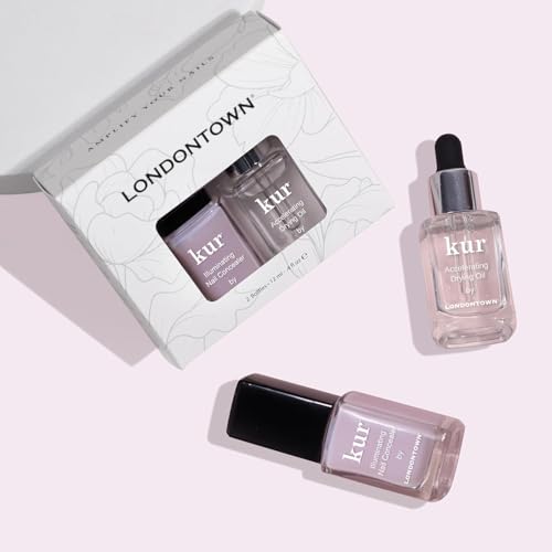 LONDONTOWN Perfect In A Pinch - Pink Nail Concealer and Accelerating Drying Oil Nail Polish Manicure Set, .40fl oz