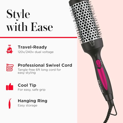REVLON Perfect Match Hot Styler - Heated Blowout Brush to Style and Extend Blowouts, Hot Brush for Curls, Body, and Volume, Reduces Frizz and Boosts Shine