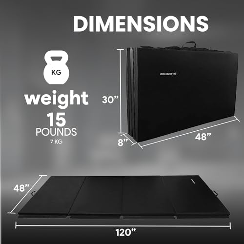 BalanceFrom Fitness 120 x 48 Inch All Purpose Folding Gymnastics Gym Exercise Mat for Yoga, Aerobics, Pilates, and Martial Arts, Black