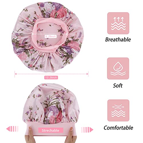 vidsel 4PCS Satin Bonnet, Bonnets for Women, Silk Hair Bonnet for Sleeping, Wide Band Sleep Cap for Curly Hair Braids