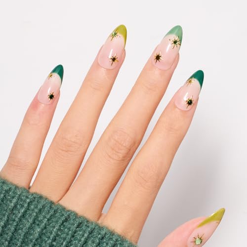 Beetles Spring Summer Gel Nail Polish Set Green Gel Polish White DIY Nail with Base and Top Coat Stellar Blossoms French Nails Stickers for Party Gift for Women