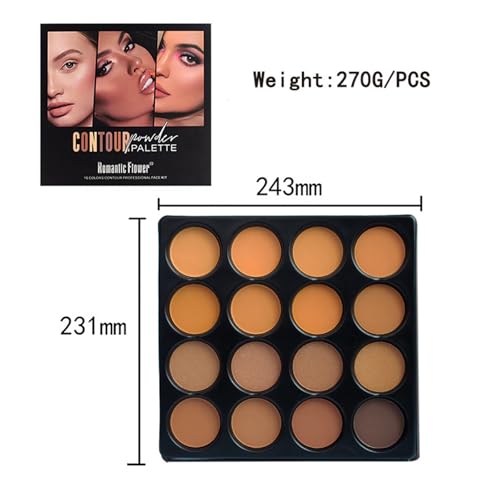 Concealer Contouring Palette, 16 Colors Medium to Dark Color Corrector Combination Cosmetics Powder Palette with Brush, Cover Dark Circles, Bruises, Age Spots, Blemish, Vegan & Cruelty Free
