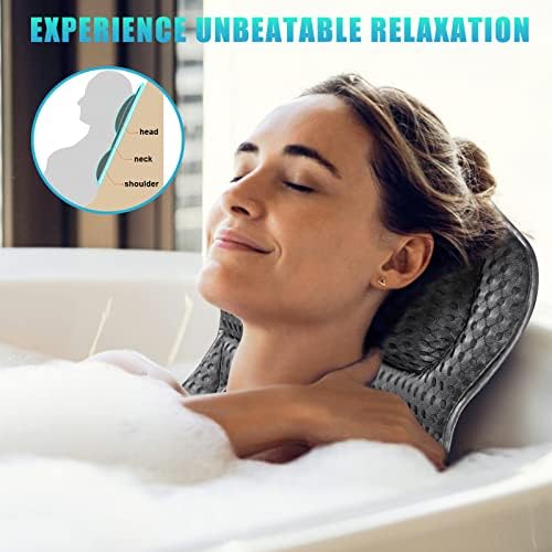 Bath Pillow, Tub Pillow for Bathtub with Strong Non-Slip Suction Cups and Comfortabl 3D AirMesh Bath Pillow for Women &Man