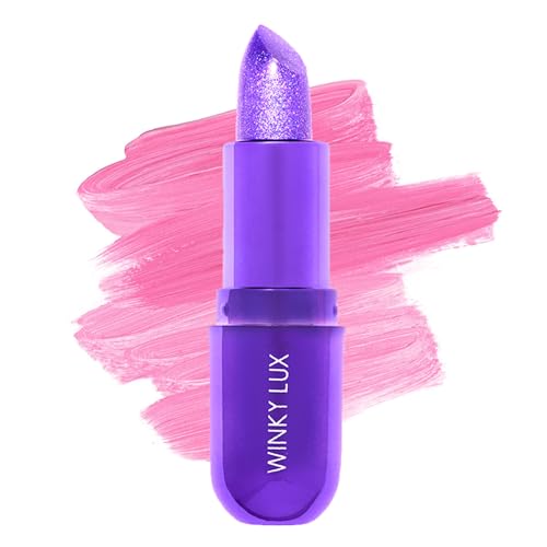 Winky Lux Glimmer Balm, pH Lip Balm, Color Changing Lipstick and Tinted Lip Balm, Vegan & Cruelty Free Lip Balm, Hydrate & Plump, Sheer Purple Pink Lipstick, Amethyst