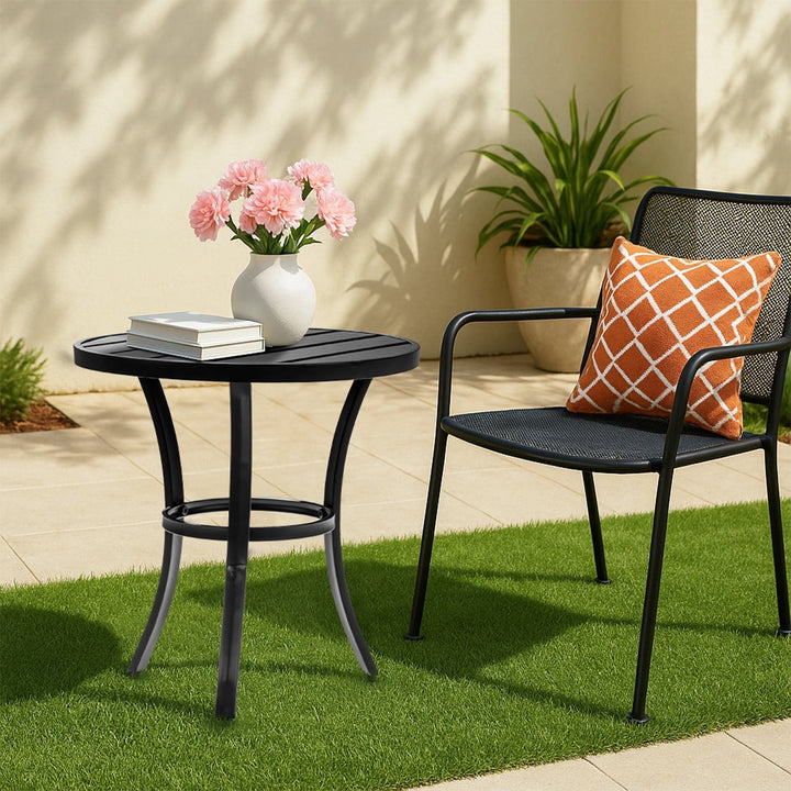 BAYUELSWU Outdoor Patio Bistro Table, 19.5 inch Round Patio Dining Table with Durable Weather-Resistant Frame for Backyard, Garden, Patio, Porch, Pool (Black)
