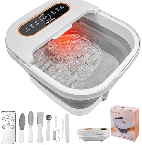 Collapsible Foot Spa Bath with Heat, Touch Screen, Remote Control, Massage Rollers, Timer, Bubble, Foot Pedicure Kit, Temperature Control Pedicure Foot Spa, Foot Bath