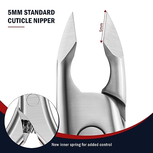 FVION Cuticle Trimmer – Professional Cuticle Nippers, Rubber Coated Handle Manicure Tools – Stainless Steel Cuticle Cutter for Nails (5mm), Red