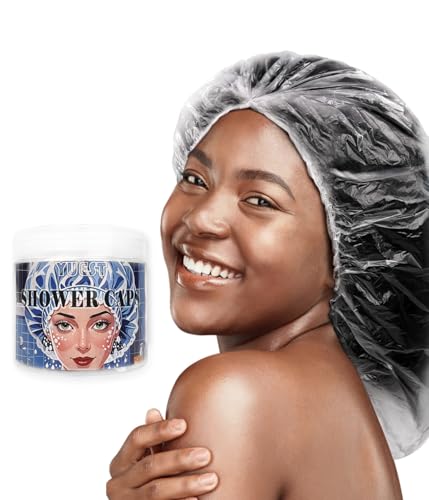 30 Pcs Disposable Shower Cap for Women XL Extra Large with Long Braids Waterproof Clear Elastic Bath Hair Shower Cap Disposable Spa Cap