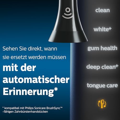 Philips Sonicare Premium Plaque Defence BrushSync Enabled Replacement brush Heads, 4pk Black - HX9044/33