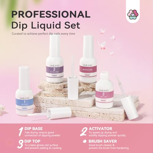 SAVILAND Dip Powder Nail Kit with Drill - 20 Colors Summer Dip Nails Powder Starter Kit with Everything Dip Liquid Set Dipping System Base Top Coat Activator for Dip Manicure Art Salon DIY