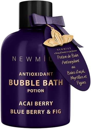 Antioxidant Bubble Bath Long Lasting Foam with Acai Berry Blueberry Fig Essential Oils Detox Hydrating Relaxing Stress Relief Self Care Spa Gift