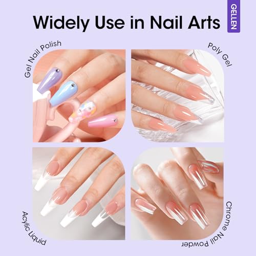 Gellen Nail Dehydrator and Primer with Base Coat Top Coat, Acid-Free Hema-free Nail Prep Dehydrator Primer 18ml UV Superior Glossy Top Coat for Acrylic Gel Nail Polish Nail Art Supplies Gift for Women