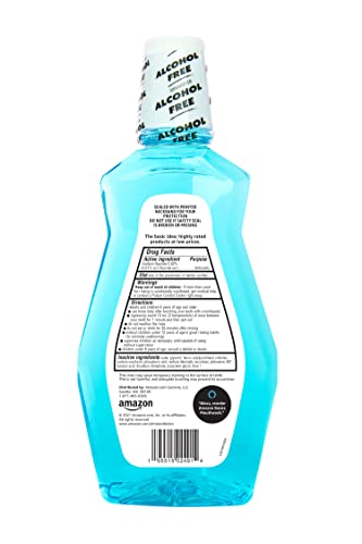 Amazon Basics Fluoride Mouthwash for Adults, Anticavity, Alcohol Free - Refreshing Mint Flavor, 1 Liter, 1-Pack